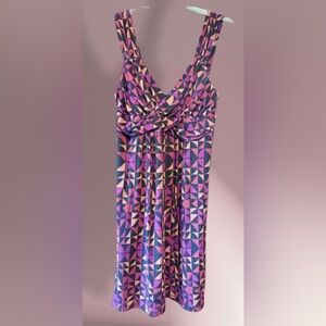 Geometric Patterned Sun Dress by Apt 9 in Purple, Burgundy & Black